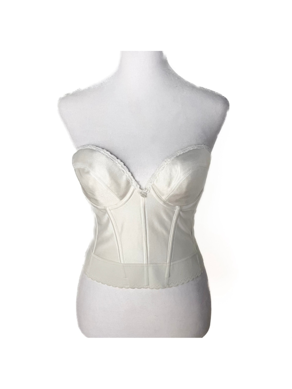 Vintage JCPenney Adonna Longline Bustier 38B Ivory Bridal Lingerie Pinup Cottage